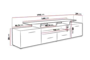 TV-bänk Evora 194x39x39 cm - Beige/Grå - Möbler - TV- & Mediamöbler - TV bänk & mediabänk