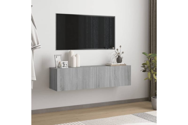 TV-bänk för vägg grå sonoma 120x30x30 cm konstruerat trä - Grå - TV bänk & mediabänk