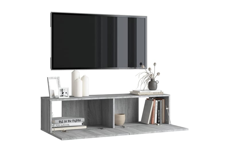 TV-bänk för vägg grå sonoma 120x30x30 cm konstruerat trä - Grå - TV bänk & mediabänk