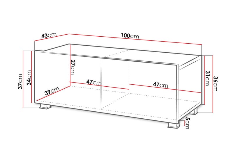 TV-bänk Frick 100 cm Liten - Svart - Möbler - TV- & Mediamöbler - TV bänk & mediabänk