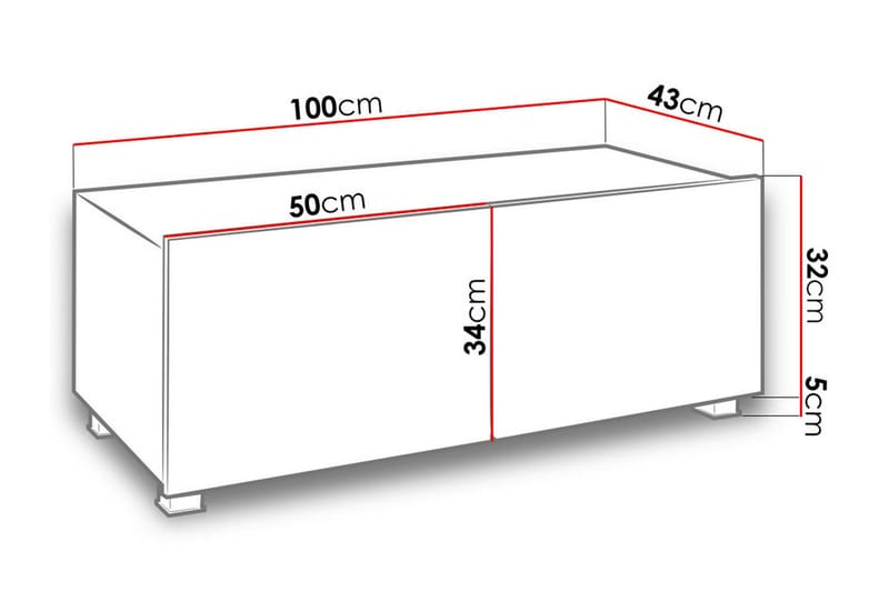 TV-bänk Frick 100 cm Liten - Vit - TV bänk & mediabänk