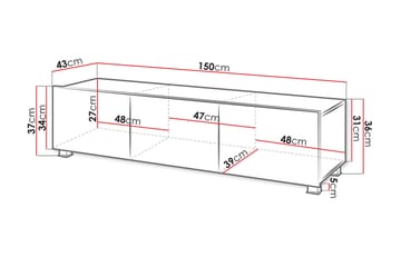 TV-bänk Frick 150 cm - Svart - Möbler - TV- & Mediamöbler - TV bänk & mediabänk