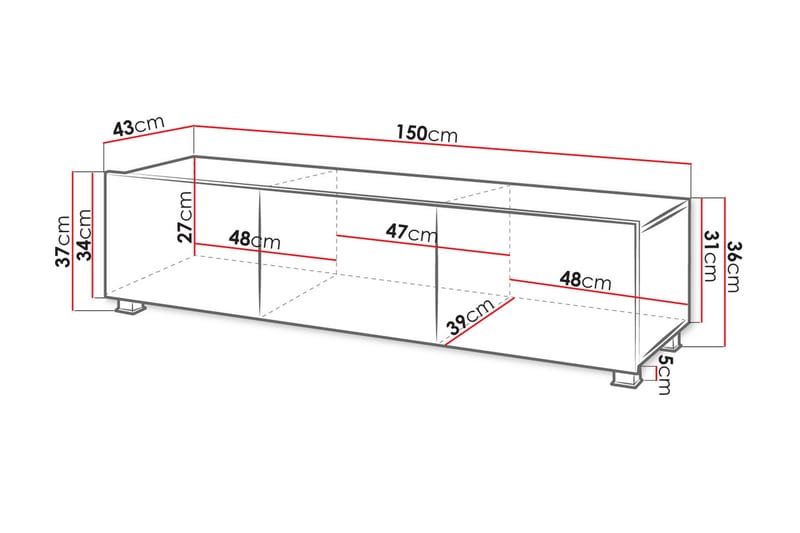 TV-bänk Frick 150 cm - Svart - Möbler - TV- & Mediamöbler - TV bänk & mediabänk