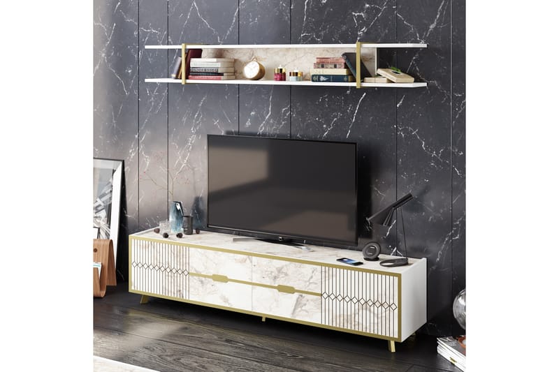 Tv-bänk Fridaria 179,8 cm - Vit - Möbler - TV- & Mediamöbler - TV bänk & mediabänk