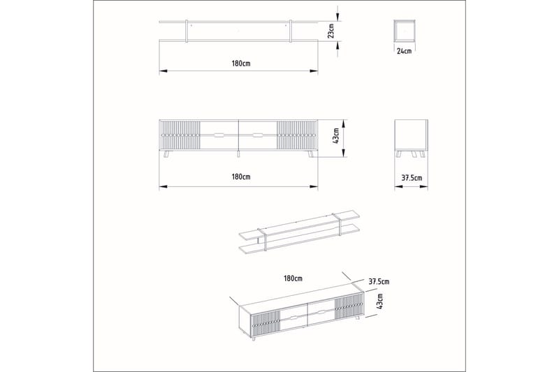 Tv-bänk Fridaria 179,8 cm - Vit - TV bänk & mediabänk