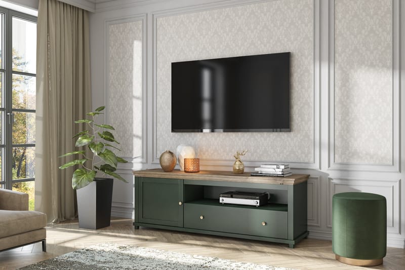 Tv-bänk Getafez 181 cm - Khaki/Natur - TV bänk & mediabänk