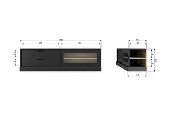 TV-bänk Giacoma 50x180 cm - Svart - Möbler - TV- & Mediamöbler - TV bänk & mediabänk