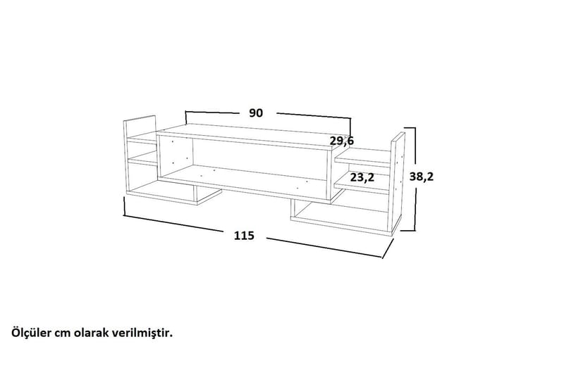 Tv-bänk Glansar 90 cm - Vit|Valnöt - TV bänk & mediabänk