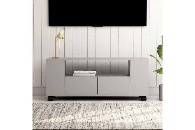TV-bänk grå 120x35x43 cm spånskiva - Grå - TV bänk & mediabänk