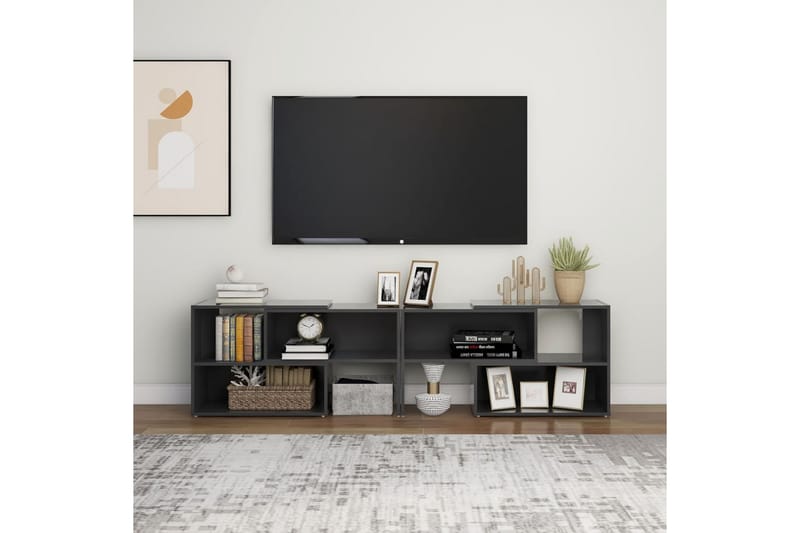 TV-bänk grå 149x30x52 cm spånskiva - Grå - TV bänk & mediabänk