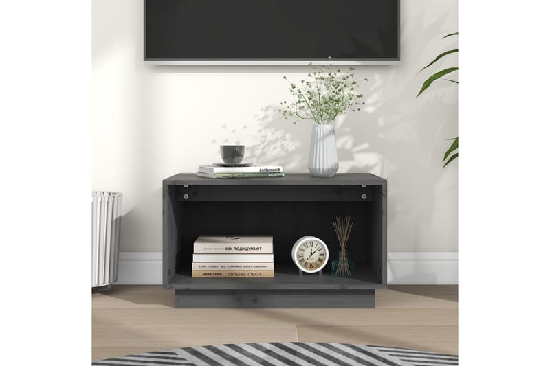 Tv-bänk grå 60x35x35 cm massiv furu - Grå - TV bänk & mediabänk
