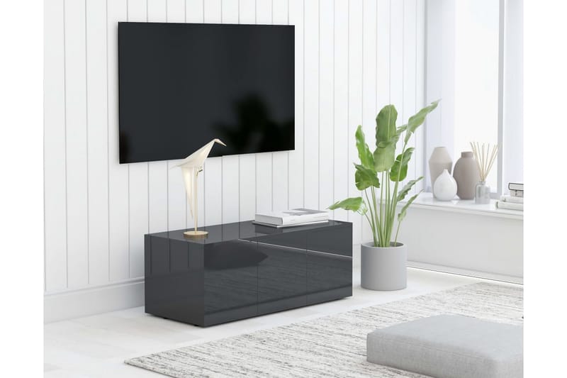TV-bänk grå högglans 80x34x30 cm spånskiva - Grå - TV bänk & mediabänk