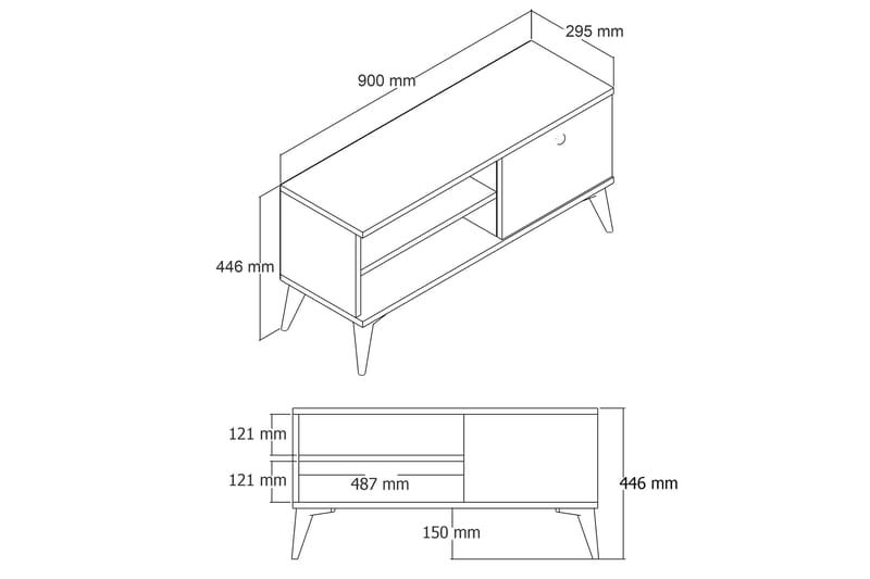 Tv-bänk Herston 90 cm - Valnöt - TV bänk & mediabänk