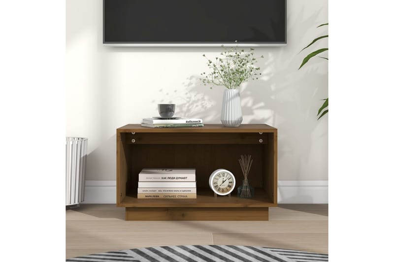 Tv-bänk honungsbrun 60x35x35 cm massiv furu - Brun - TV bänk & mediabänk