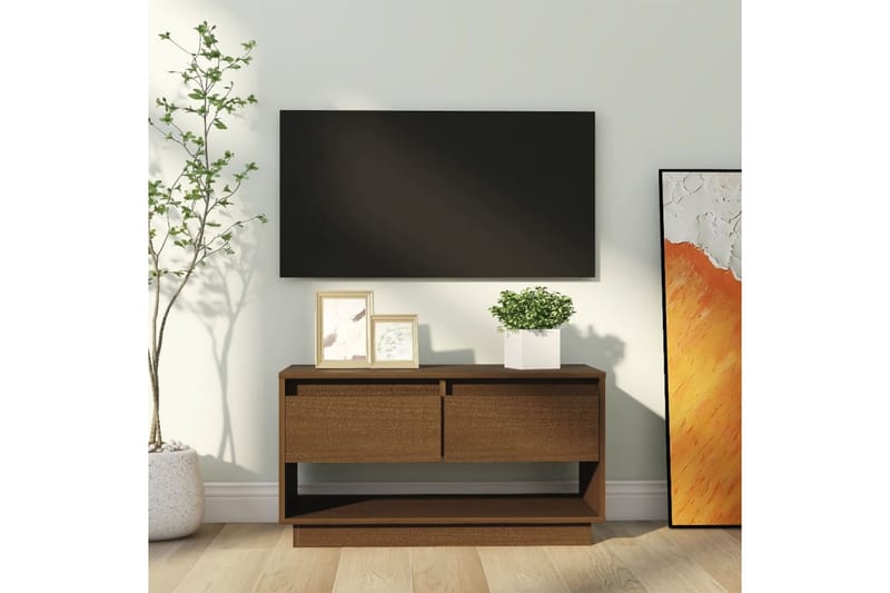 Tv-bänk honungsbrun 74x34x40 cm massiv furu - Brun - TV bänk & mediabänk