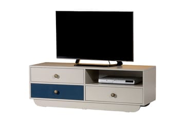 Tv-bänk Hortenie 140 cm - Vit|Blå - Möbler - TV- & Mediamöbler - TV bänk & mediabänk