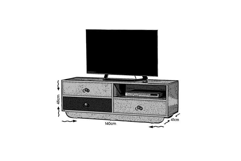 Tv-bänk Hortenie 140 cm - Vit|Blå - TV bänk & mediabänk