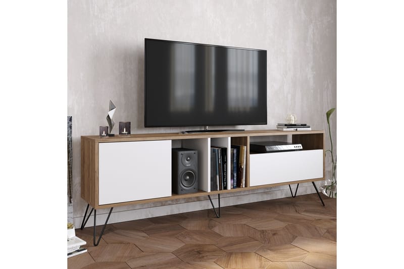 TV-Bänk Hunnicut 180 cm - Valnöt|Svart|Vit - Möbler - TV- & Mediamöbler - TV bänk & mediabänk