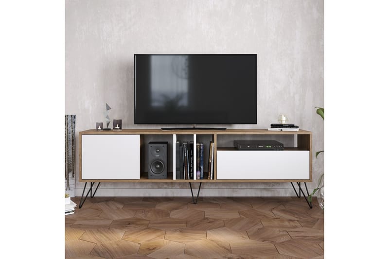 TV-Bänk Hunnicut 180 cm - Valnöt|Svart|Vit - Möbler - TV- & Mediamöbler - TV bänk & mediabänk