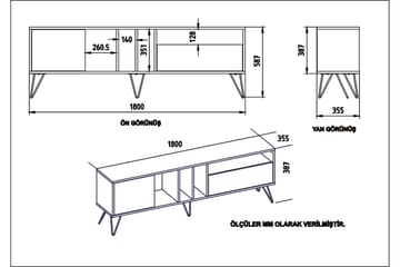 TV-Bänk Hunnicut 180 cm - Valnöt|Svart|Vit - Möbler - TV- & Mediamöbler - TV bänk & mediabänk