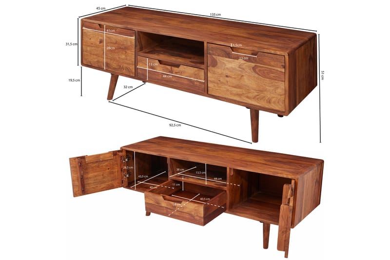 TV-Bänk Huntscarth 135 cm - Trä|natur - Möbler - TV- & Mediamöbler - TV bänk & mediabänk