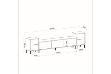 Tv-bänk Imaj 260 cm - Guld/Svart/Vit - Möbler - TV- & Mediamöbler - TV bänk & mediabänk