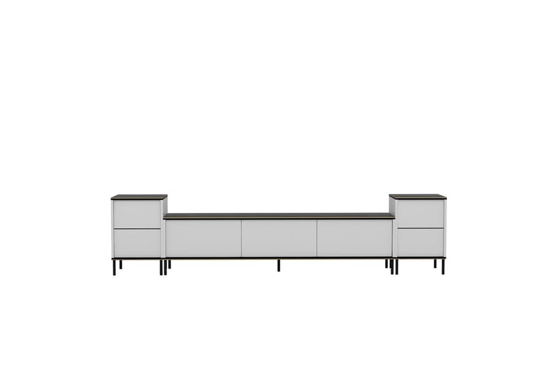 Tv-bänk Imaj 260 cm - Guld/Svart/Vit - Möbler - TV- & Mediamöbler - TV bänk & mediabänk