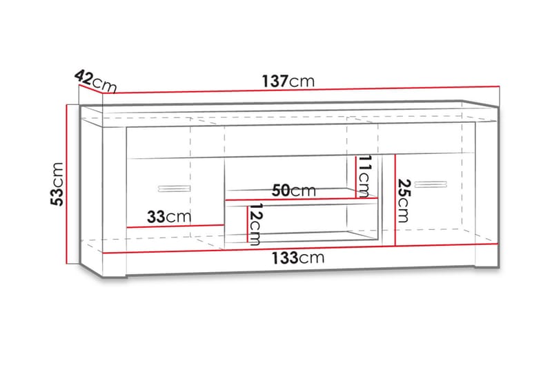 TV-bänk Indianapolis 137x42x53 cm - Brun - Möbler - TV- & Mediamöbler - TV bänk & mediabänk