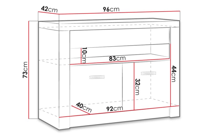 TV-bänk Indianapolis 96x42x73 cm - Vit - Möbler - TV- & Mediamöbler - TV bänk & mediabänk