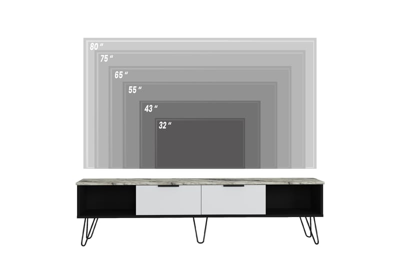 Tv-bänk Irente 180 cm - Svart/Vit/Svart/Vit - TV bänk & mediabänk