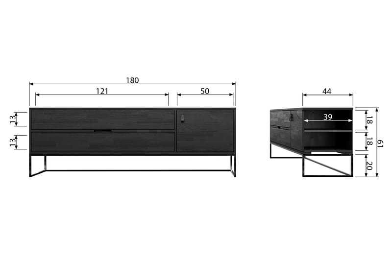 TV-bänk Iria 180 cm - Svart Ek - TV bänk & mediabänk