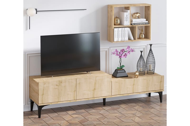 Tv-bänk Jalupa 180 cm - Natur/Vit - TV bänk & mediabänk