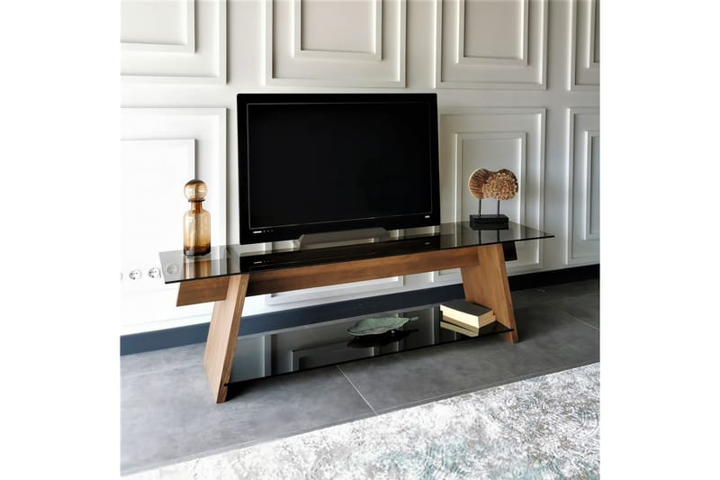 TV-Bänk Jordanchristoph 158 cm - Valnöt|Svart - Möbler - TV- & Mediamöbler - TV bänk & mediabänk