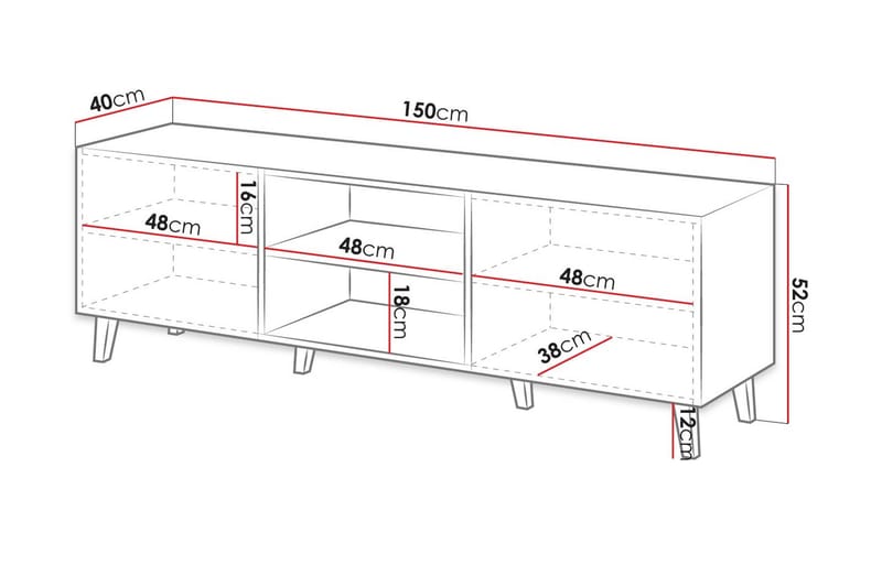 Tv-bänk Juniskär 40x52x150 cm - Svart - TV bänk & mediabänk