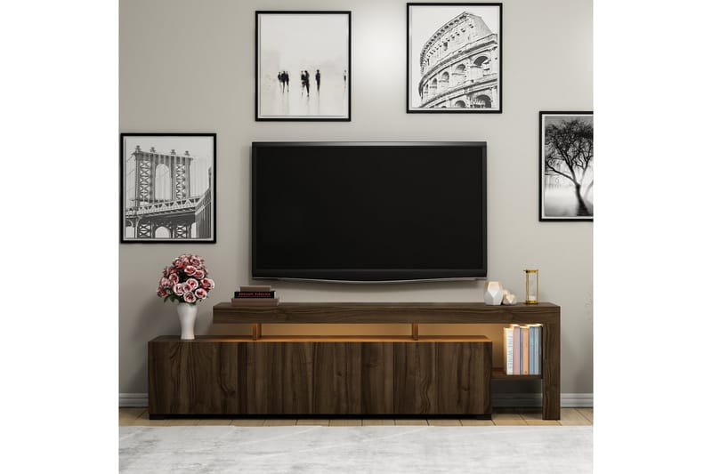 Tv-bänk Jurukovo 192x37 cm Brun - Hanah Home - Möbler - TV- & Mediamöbler - TV bänk & mediabänk
