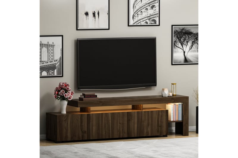 Tv-bänk Jurukovo 192x37 cm Brun - Hanah Home - Möbler - TV- & Mediamöbler - TV bänk & mediabänk