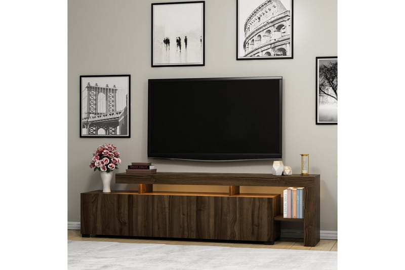 Tv-bänk Jurukovo 192x37 cm Brun - Hanah Home - Möbler - TV- & Mediamöbler - TV bänk & mediabänk