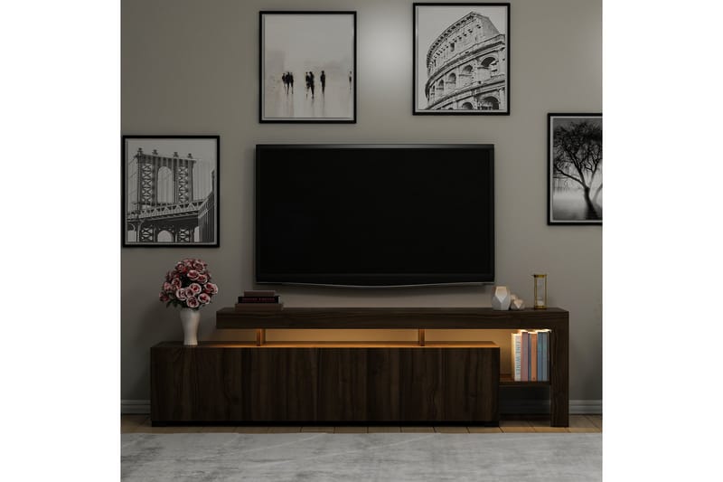 Tv-bänk Jurukovo 192x37 cm Brun - Hanah Home - Möbler - TV- & Mediamöbler - TV bänk & mediabänk