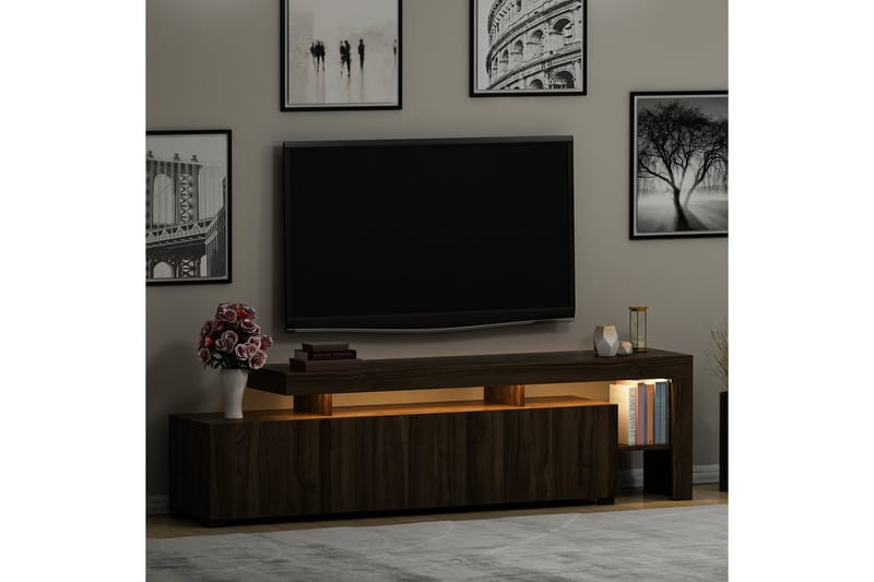 Tv-bänk Jurukovo 192x37 cm Brun - Hanah Home - Möbler - TV- & Mediamöbler - TV bänk & mediabänk
