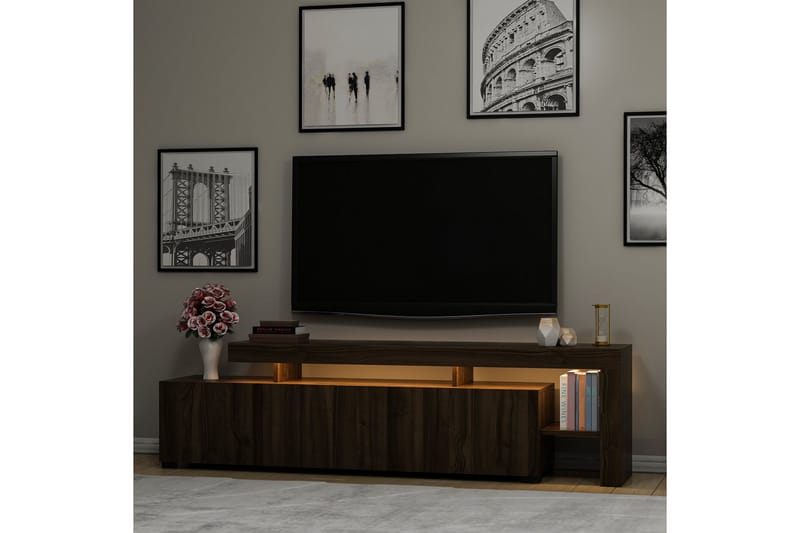 Tv-bänk Jurukovo 192x37 cm Brun - Hanah Home - Möbler - TV- & Mediamöbler - TV bänk & mediabänk