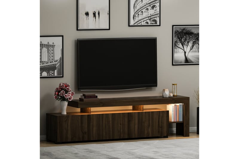 Tv-bänk Jurukovo 192x37 cm Brun - Hanah Home - Möbler - TV- & Mediamöbler - TV bänk & mediabänk