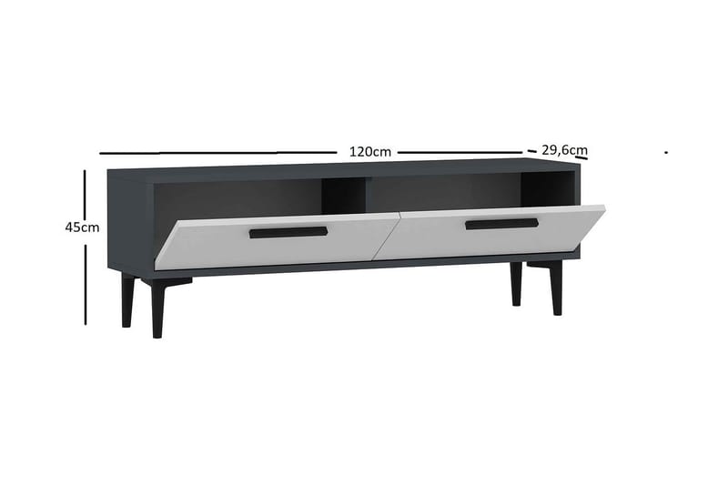 Tv-bänk Kockenhen 120 cm - Antracit/Vit - Möbler - TV- & Mediamöbler - TV bänk & mediabänk
