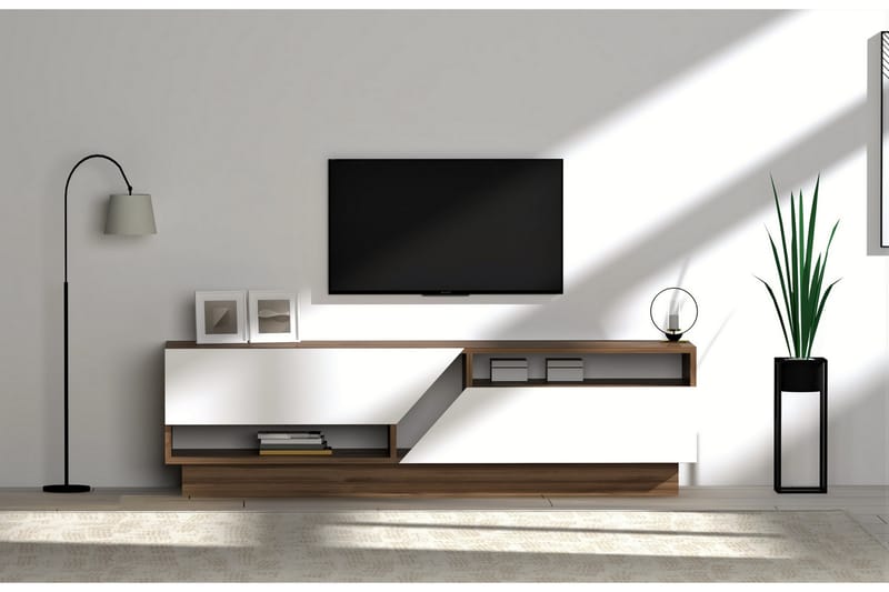 Tv-bänk Kozani 160 cm - Mörkbrun/Vit - Möbler - TV- & Mediamöbler - TV bänk & mediabänk