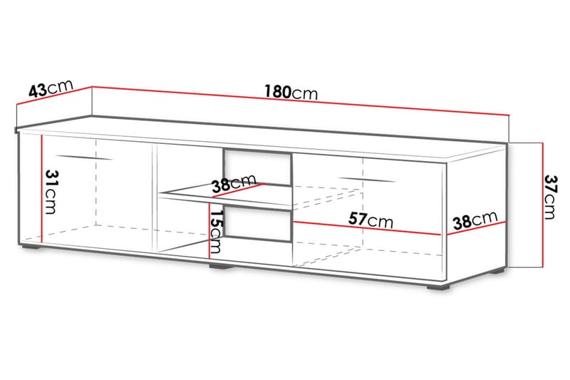 TV-bänk Laneberg 180 cm - Ek/Svart - TV bänk & mediabänk