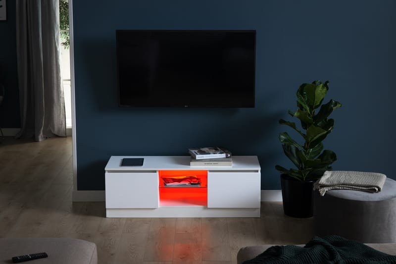 Tv-Bänk Laritstorp 120 cm LED-Belysning - Vit - Möbler - TV- & Mediamöbler - TV bänk & mediabänk