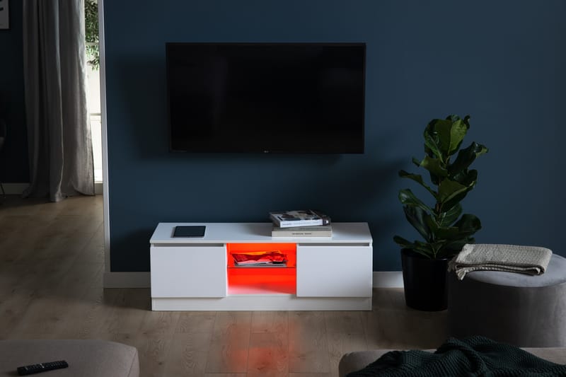 Tv-Bänk Laritstorp 120 cm LED-Belysning - Vit - TV bänk & mediabänk