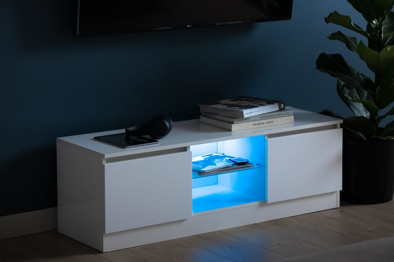 Tv-Bänk Laritstorp 120 cm LED-Belysning - Vit - Möbler - TV- & Mediamöbler - TV bänk & mediabänk