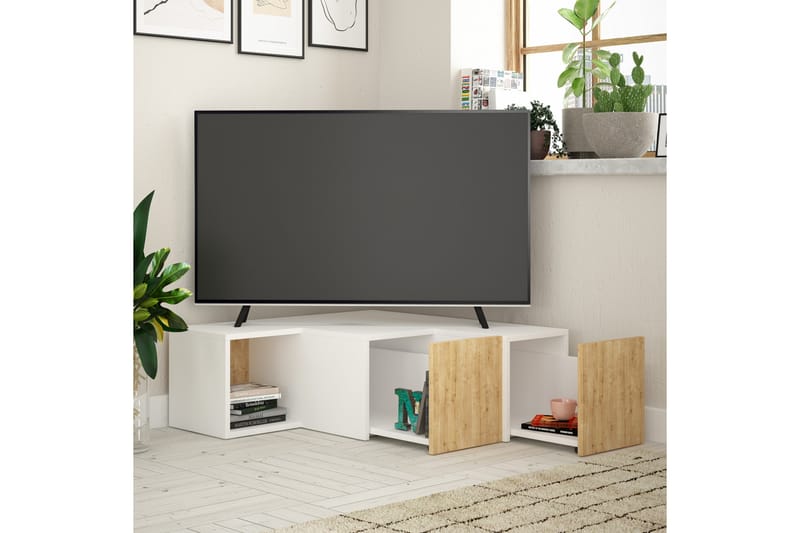 TV-Bänk Lindome 92 cm - Vit|Brun - TV bänk & mediabänk