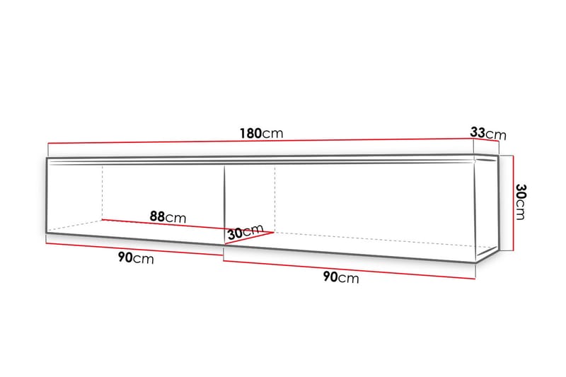 TV-bänk Lourmais 180 cm LED-belysning - Vit|Grå|Vit LED - TV bänk & mediabänk