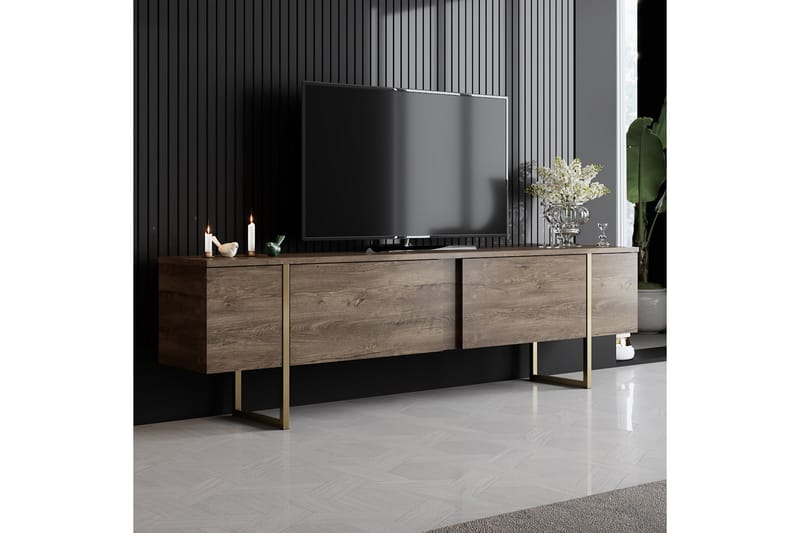 Tv-bänk Luxe 180x50 cm Brun/Guld - Hanah Home - TV bänk & mediabänk